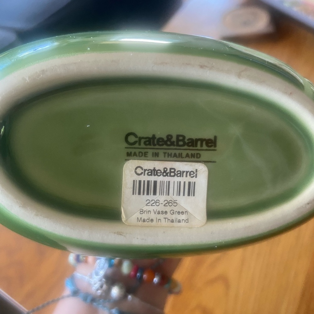 Crate&Barrel Lime Green Bud Vase with Leaf Motif - Picture 4 of 5